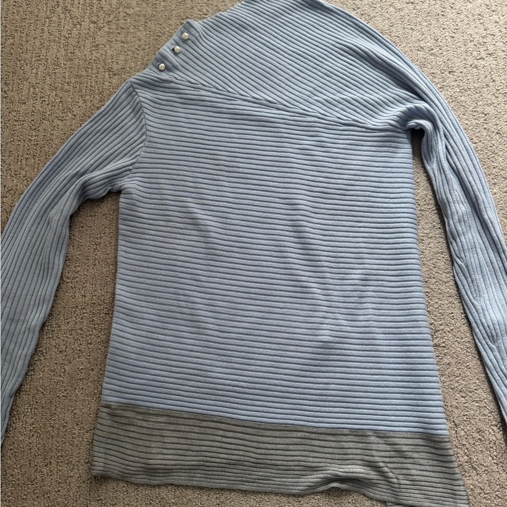Rag and Bone Reanna Merino Wool Asymmetrical Blue Pearl Sweater size small